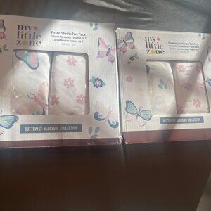 My Little Zone crib sheets and changing pad covers bundle